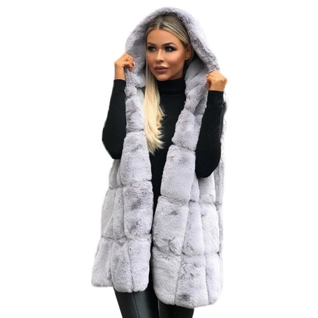 Street Wave Hooded Faux Fur Vest For Women With Polyester Warmth And Elegant Style