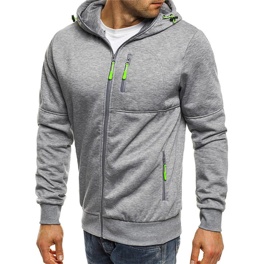 Street-Wave Mens Full Zip Hoodie Slim Fit With Ribbed Edges Secure Zipper Pocket