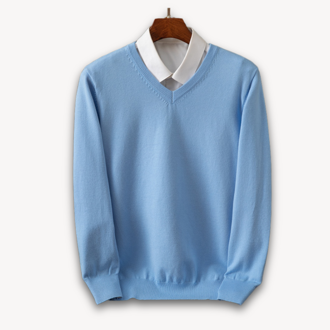 Street-Wave Men's V Neck Slim Fit Sweater In Soft Knit With Ribbed Edges For Versatile Style