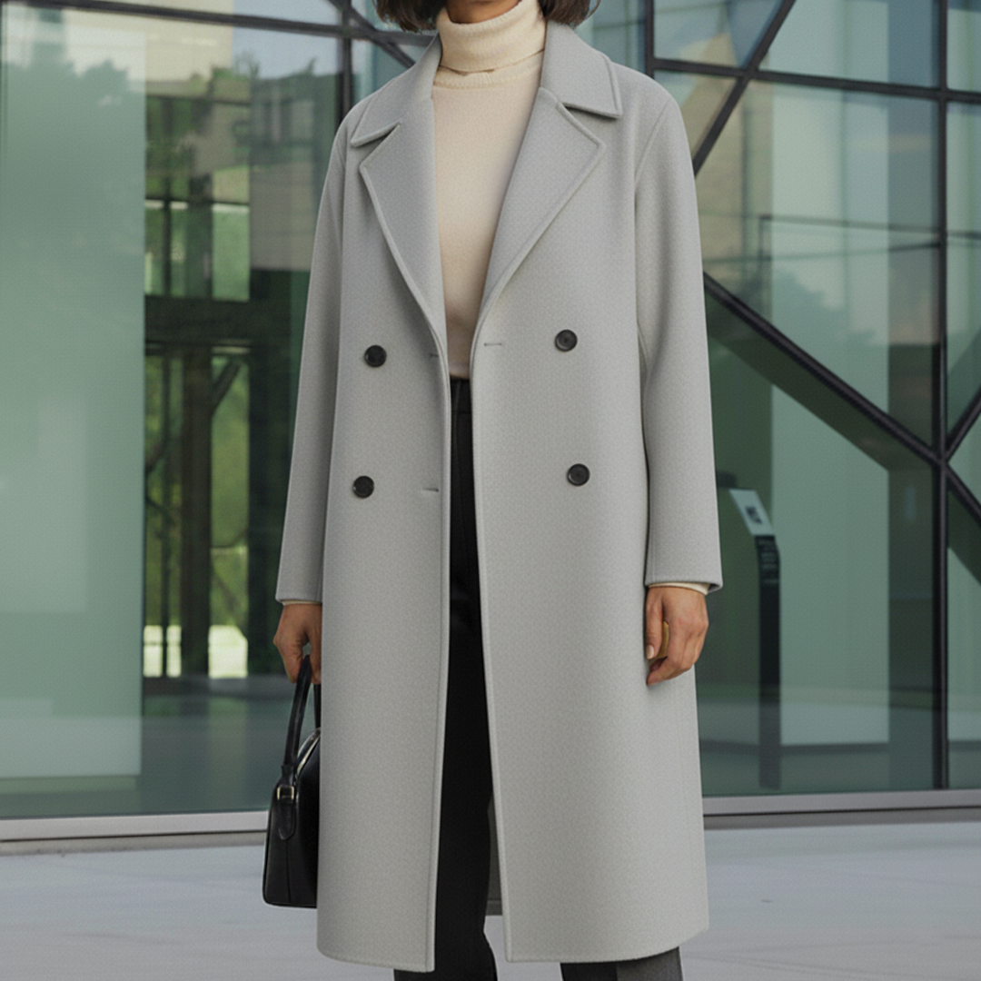 Street-Wave Maria Trench Coat For Women Warm Knee-Length Double-Breasted