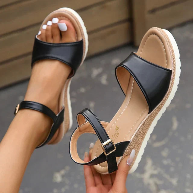 Keyla Lightweight Wedge Sandals Street-wave For Women With Buckle Strap Comfort All Day Wearability