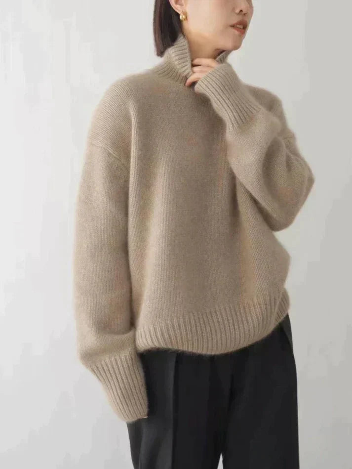 Street-Wave Cozy Knit Sweater For Women Oversized Turtleneck Soft Comfort Effortless Chic Daily Wear