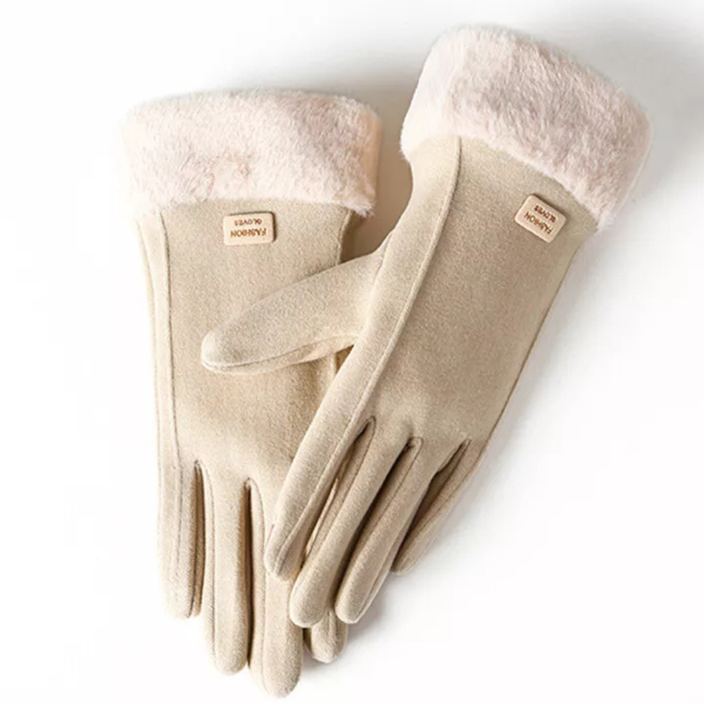 Street-Wave Windproof Touchscreen Gloves With Plush Lining For Cold Weather