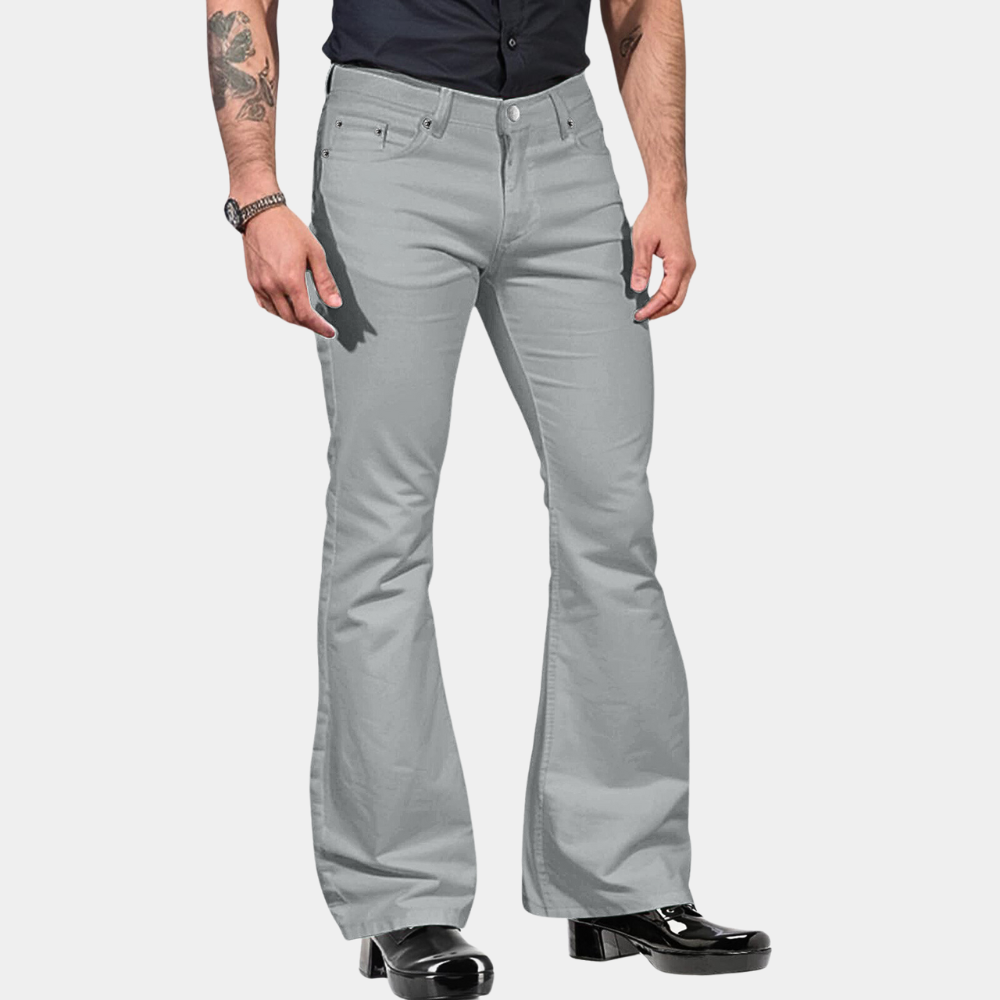 Men's Flared Trousers High Waist Tailored Fit Cotton Blend Retro Style Vintage Look For Everyday Wear