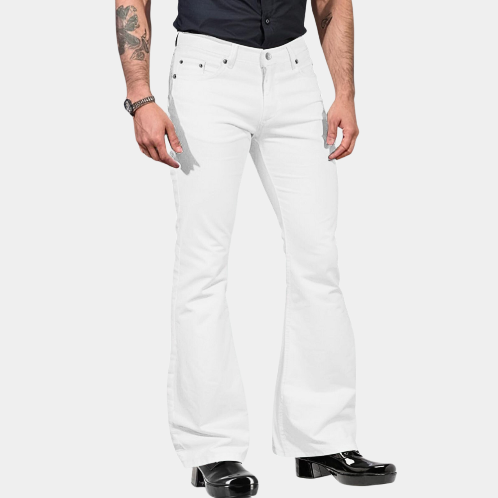 Men's Flared Trousers High Waist Tailored Fit Cotton Blend Retro Style Vintage Look For Everyday Wear