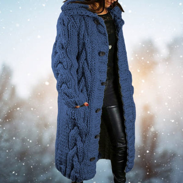 Street-Wave Extended Knit Cardigan With Braided Design Durable Acrylic Wool For Cold Weather Women