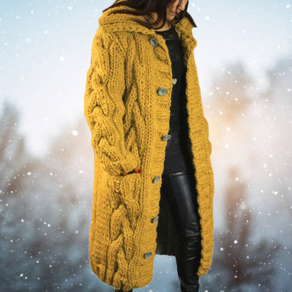 Street-Wave Wool Knit Cardigan Alice - Warm Fleece-Lined Winter Gilet For Women Everyday