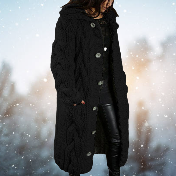 Street-Wave Wool Knit Cardigan Alice - Warm Fleece-Lined Winter Gilet For Women Everyday