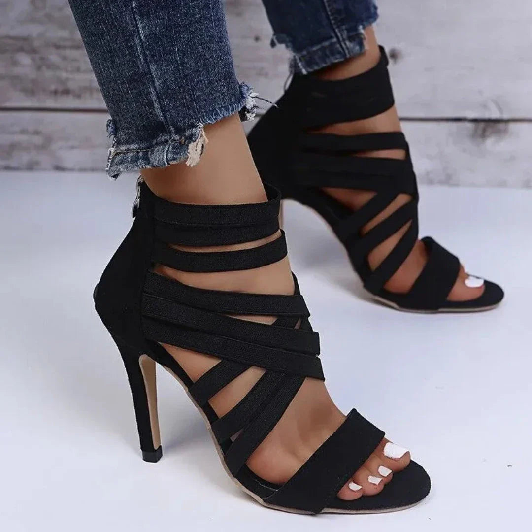 Waylynn Lisa Suede High Heel Sandals With Cut Out Straps For Women