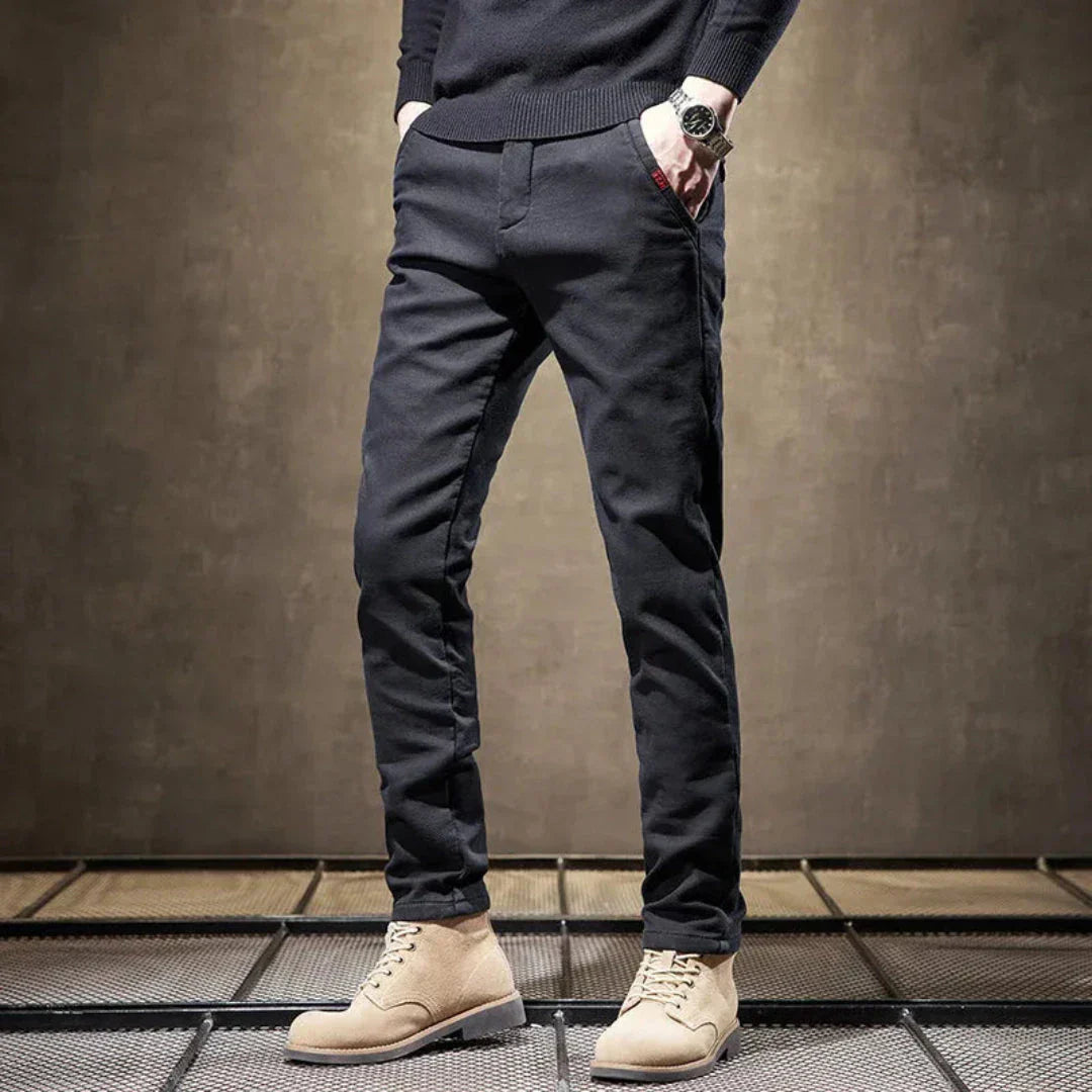 Logan Casual Slim Fit Straight Leg Pants For Men By Street-Wave Wrinkle Resistant Cotton Stretch Comfort Office Wear