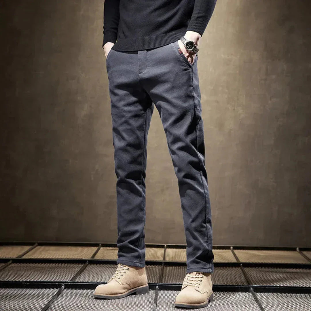 Logan Casual Slim Fit Straight Leg Pants For Men By Street-Wave Wrinkle Resistant Cotton Stretch Comfort Office Wear