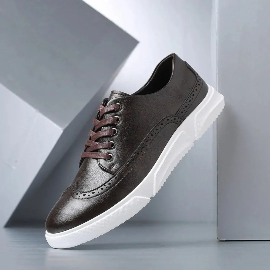 Waylynn Logan Wingtip Faux Leather Sneakers Men Brown