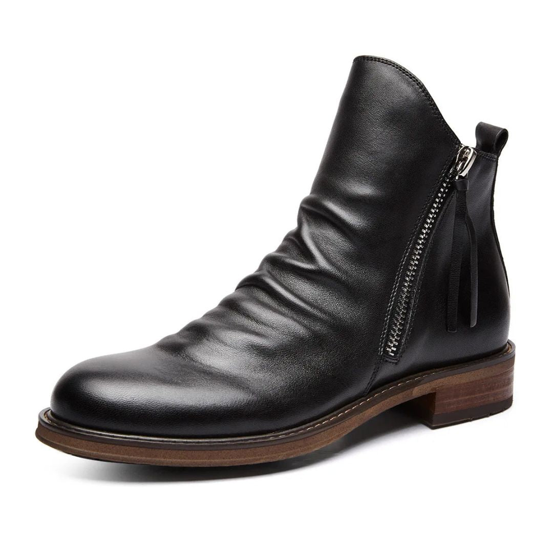 Logan Side Zip Leather Ankle Boots Waylynn For Men Durable Comfort