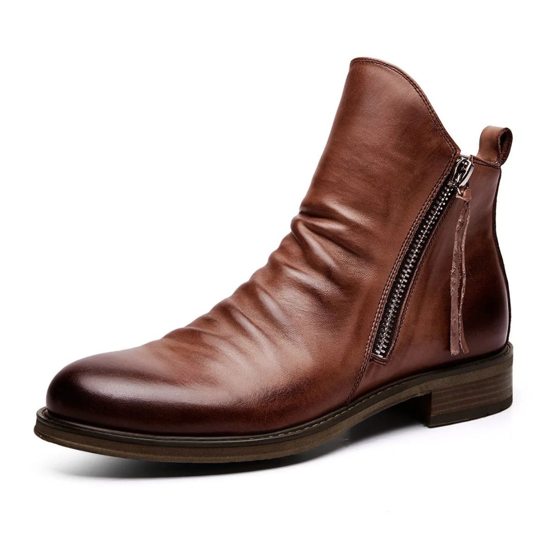 Logan Side Zip Leather Ankle Boots Waylynn For Men Durable Comfort