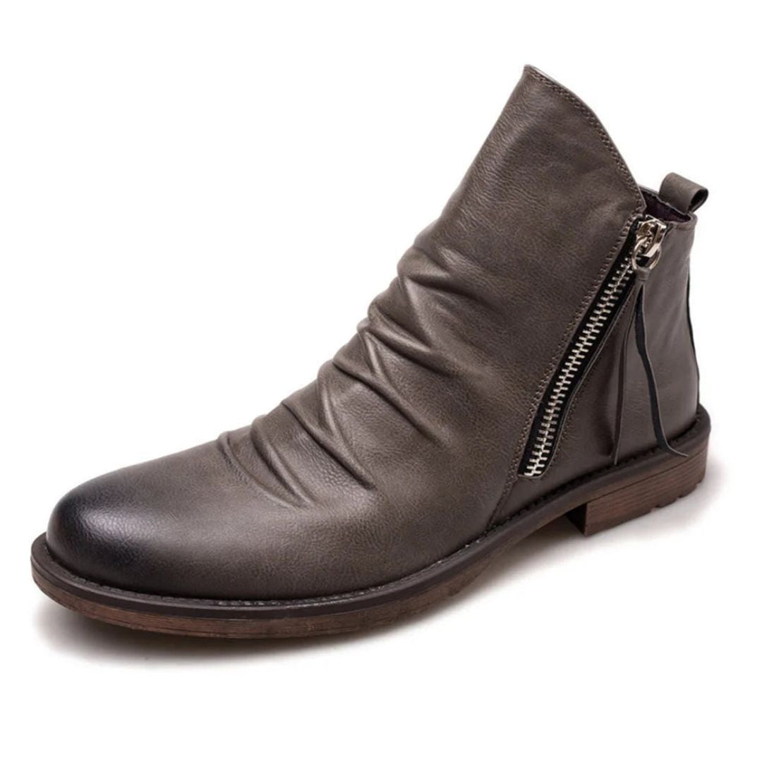 Logan Side Zip Leather Ankle Boots Waylynn For Men Durable Comfort