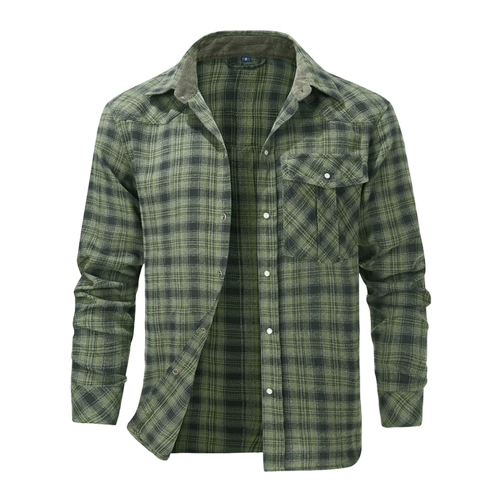 Street-Wave Men's Long Sleeve Lumberjack Flannel Shirt Red And Black Plaid With Chest Pocket