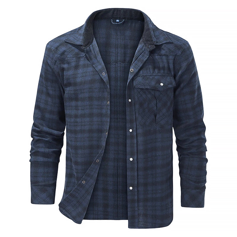Street-Wave Men's Long Sleeve Lumberjack Flannel Shirt Red And Black Plaid With Chest Pocket