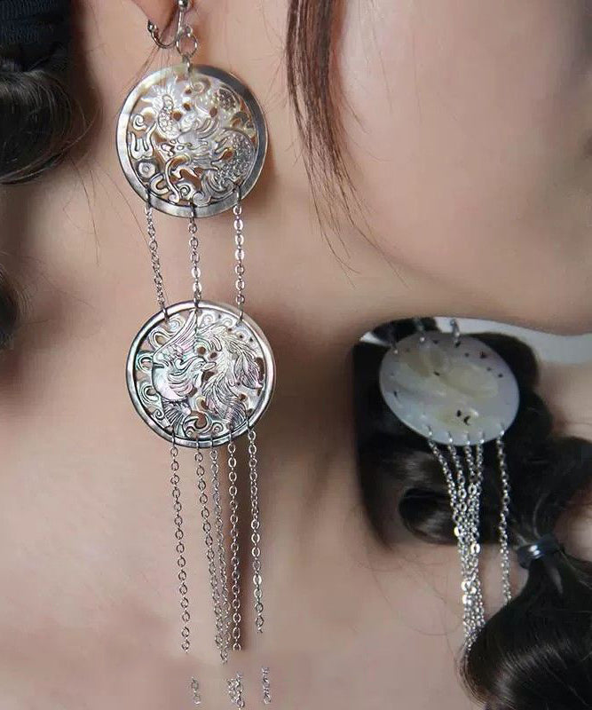 Boucles d'oreilles pendantes simples en soie et argent sterling - Street-Wave