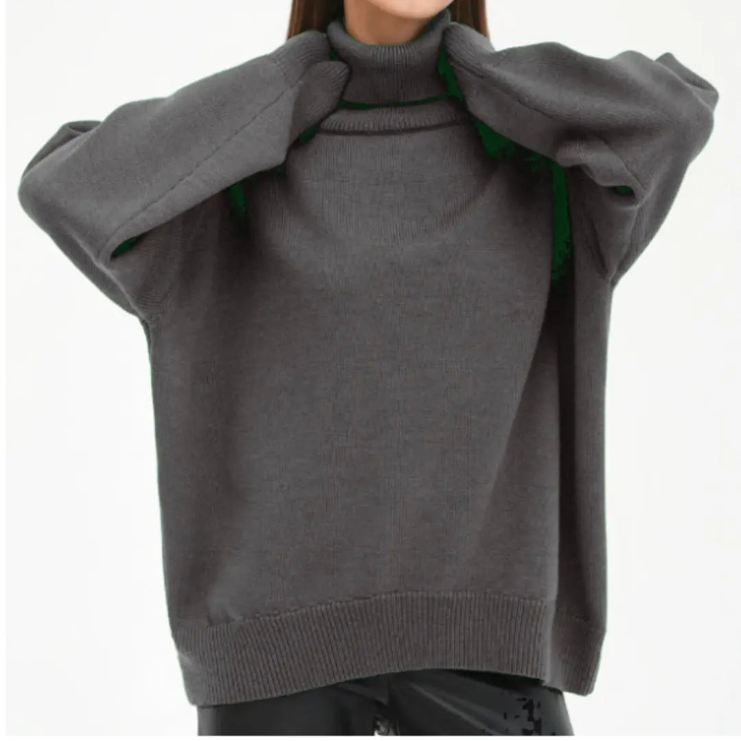 Loose Knitted Turtleneck Sweater for Women by Street Wave Cozy And Stylish
