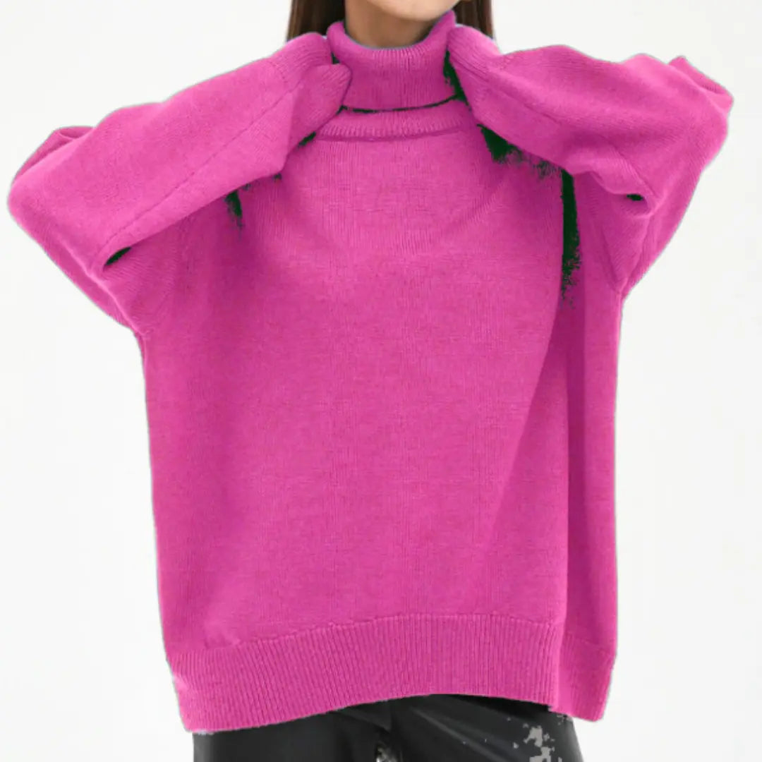 Loose Knitted Turtleneck Sweater for Women by Street Wave Cozy And Stylish