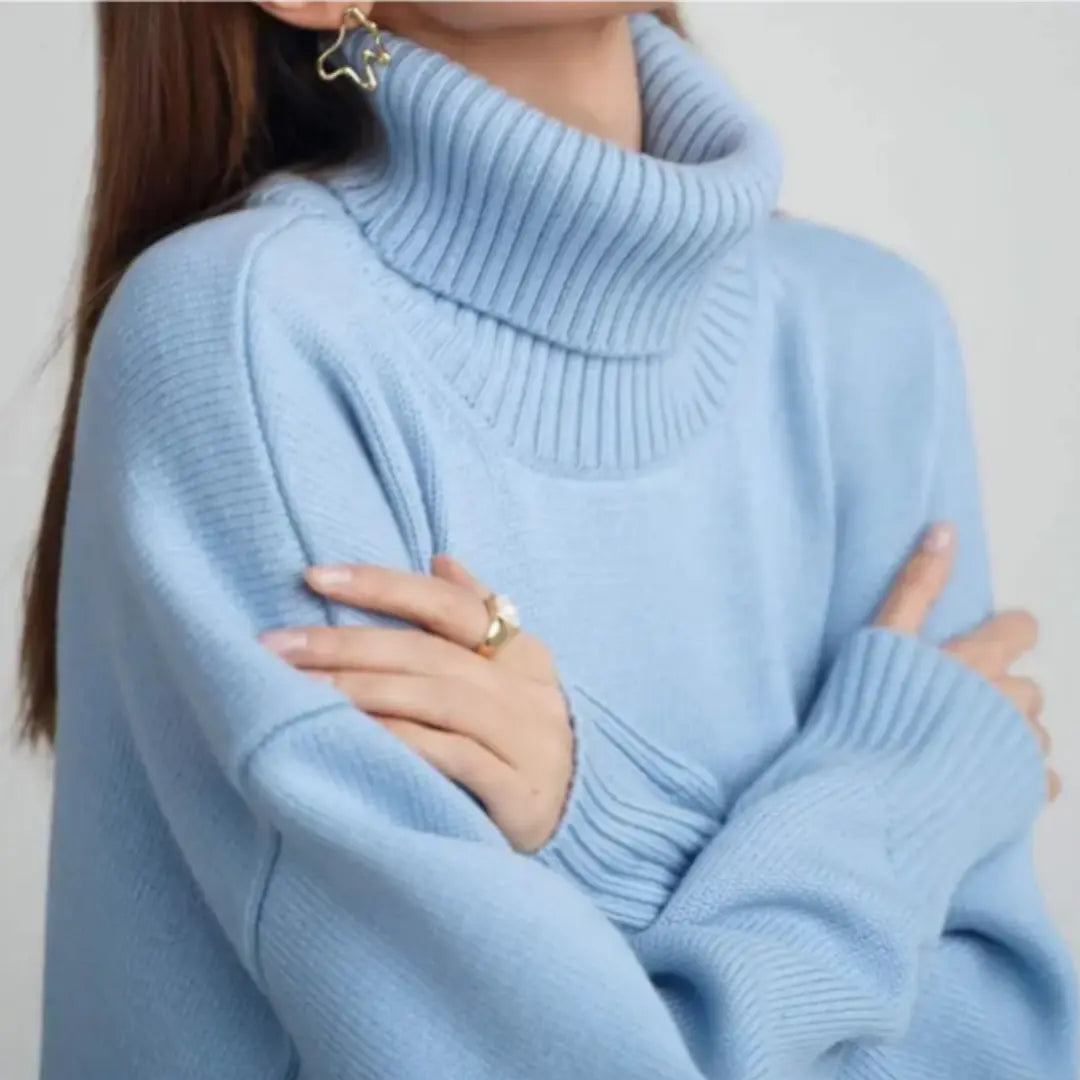Loose Knitted Turtleneck Sweater for Women by Street Wave Cozy And Stylish