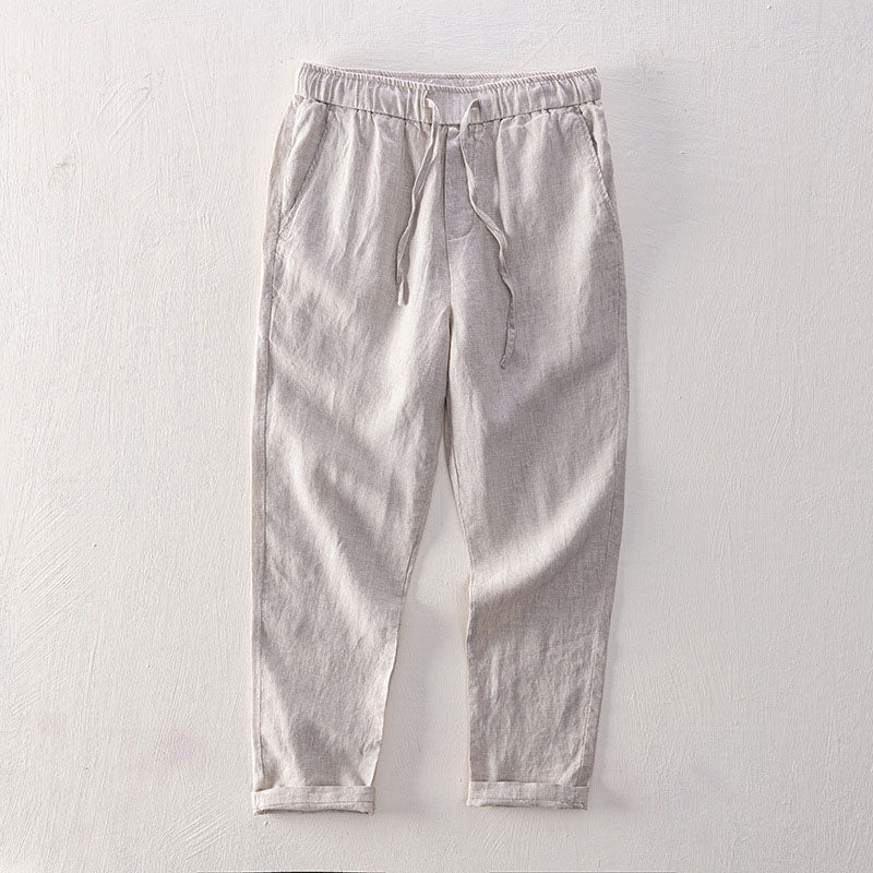 Lorenzo Vitali Isola Linen Pants For Men In Breathable Linen Blend With Relaxed Drape Navy