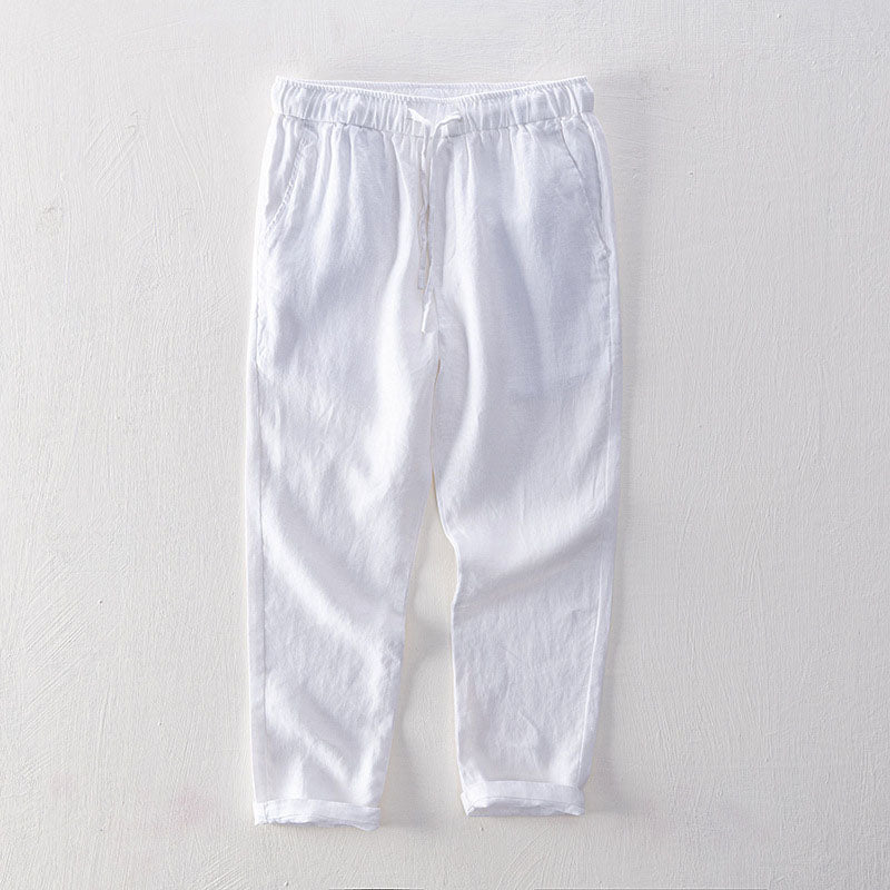 Lorenzo Vitali Isola Linen Pants For Men In Breathable Linen Blend With Relaxed Drape Navy