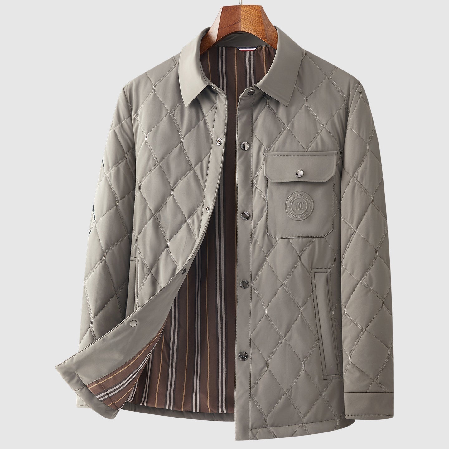 StreetWave Mens Premium Quilted Jacket With Diamond Stitch Patch Pocket