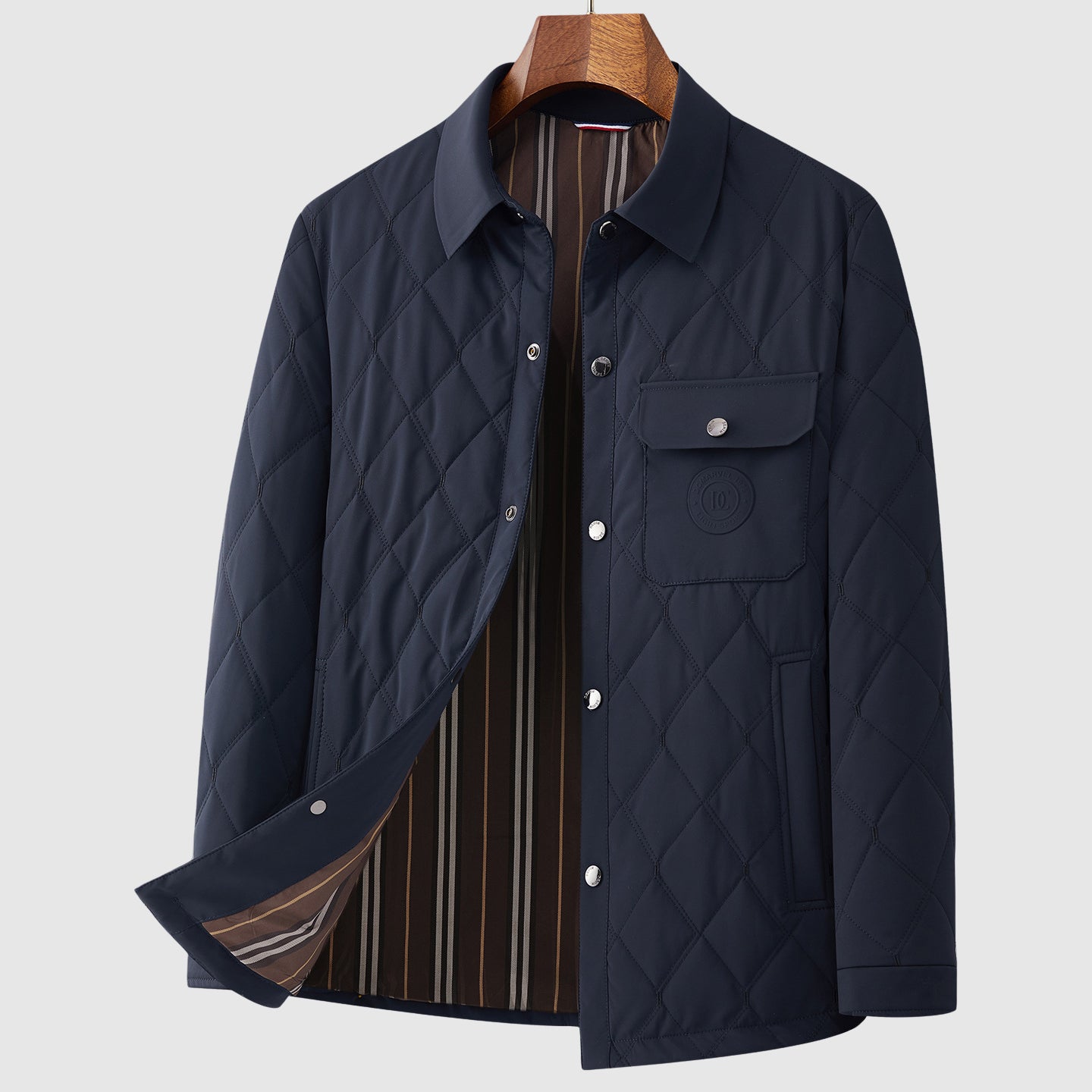 StreetWave Mens Premium Quilted Jacket With Diamond Stitch Patch Pocket