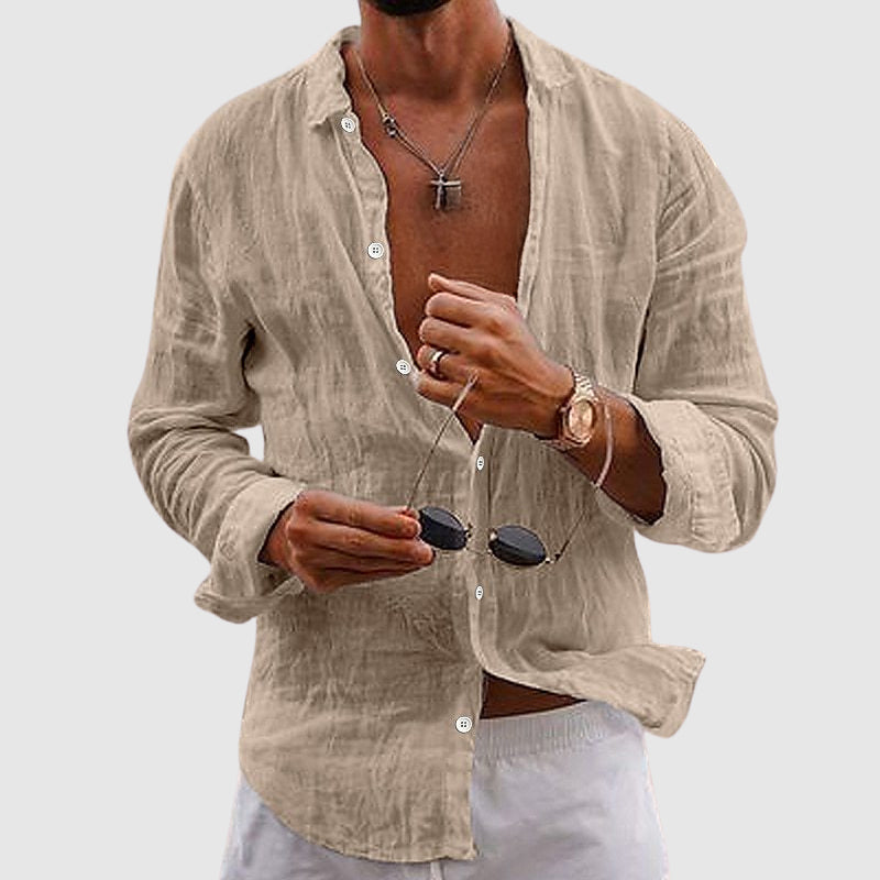 Street Wave Kayden Lightweight Resort Linen Shirt Semi Sheer Unisex