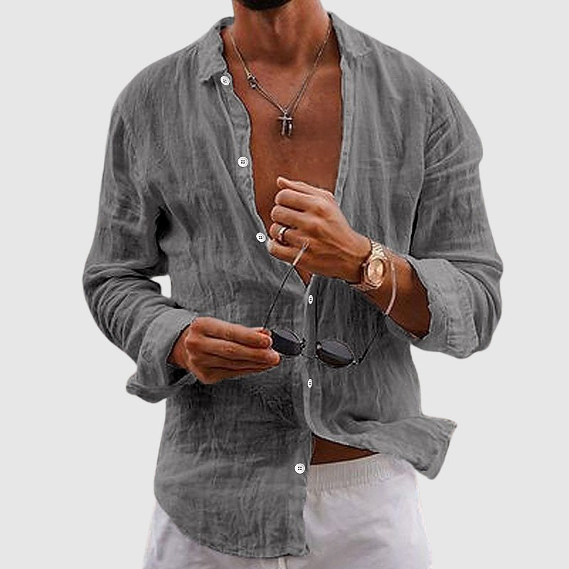 Street Wave Kayden Lightweight Resort Linen Shirt Semi Sheer Unisex