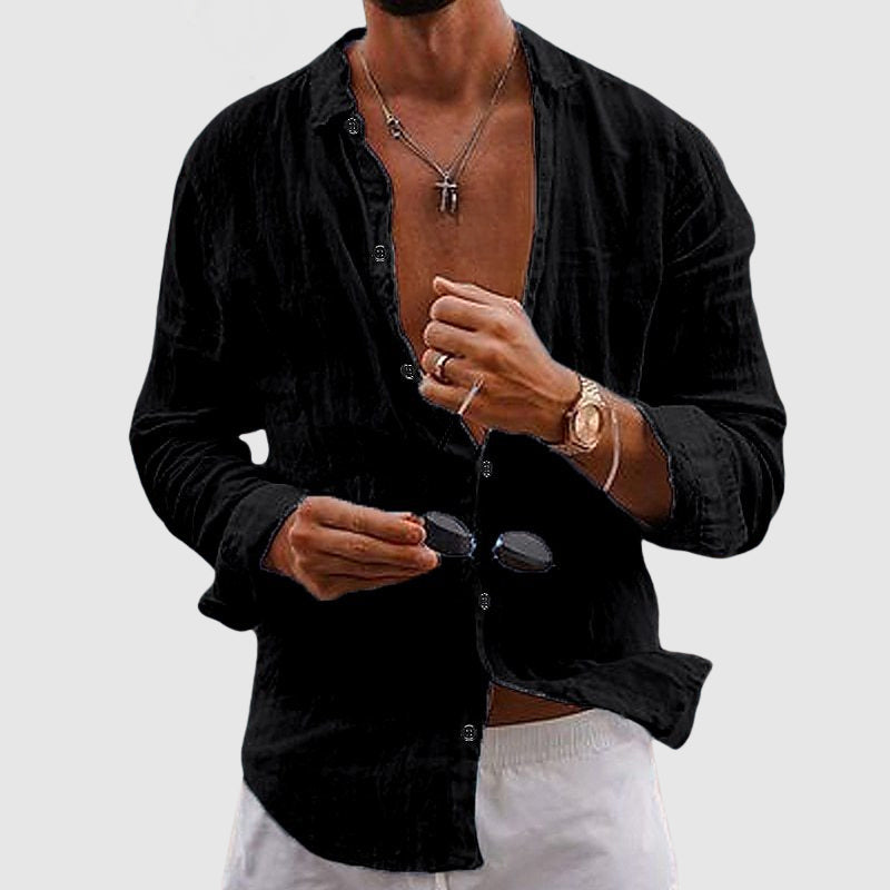 Street Wave Kayden Lightweight Resort Linen Shirt Semi Sheer Unisex