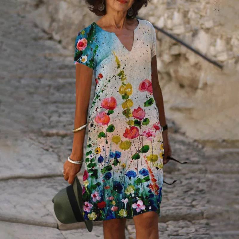 Street Wave Hannah Women V Neck Floral Dress Lightweight