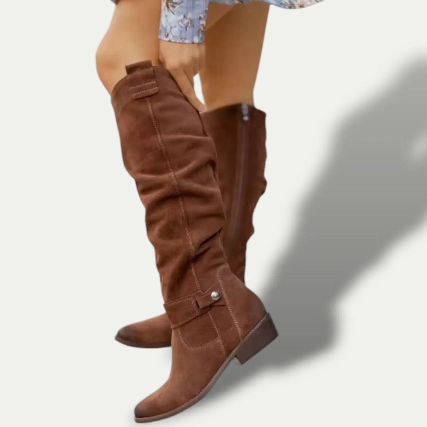 Street Wave Low Heel Suede Cowboy Boots For Women All Day Comfort