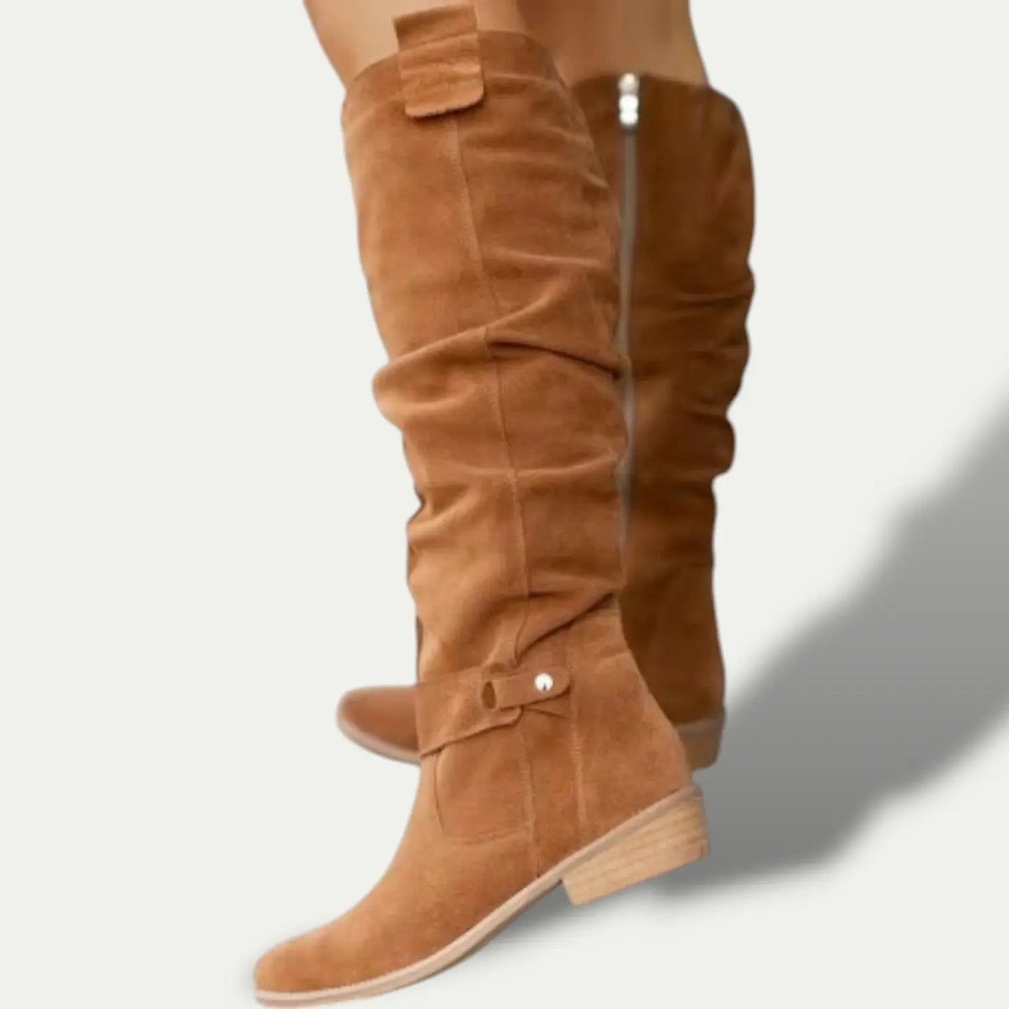 Street Wave Low Heel Suede Cowboy Boots For Women All Day Comfort