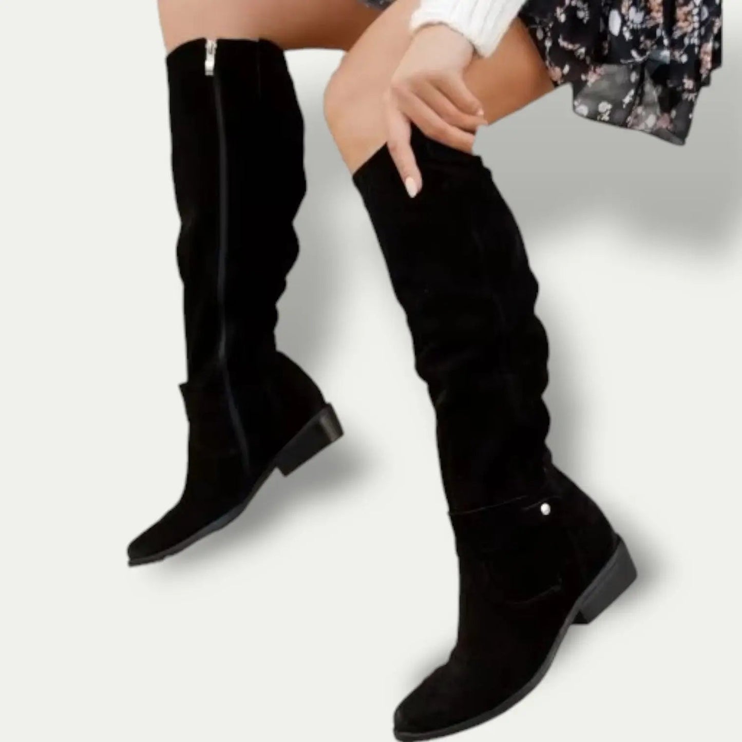 Street Wave Low Heel Suede Cowboy Boots For Women All Day Comfort