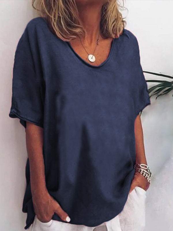 Street Wave Claire Linen Look T Shirt Breezy Everyday Wear Unisex