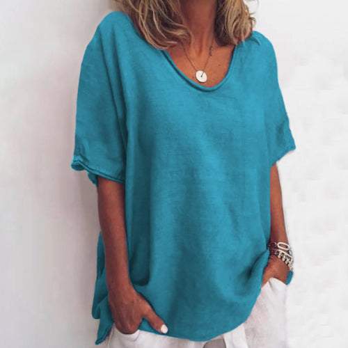 Street Wave Claire Linen Look T Shirt Breezy Everyday Wear Unisex
