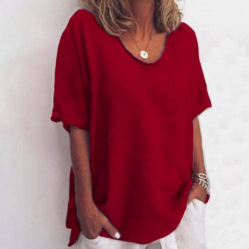 Street Wave Claire Linen Look T Shirt Breezy Everyday Wear Unisex
