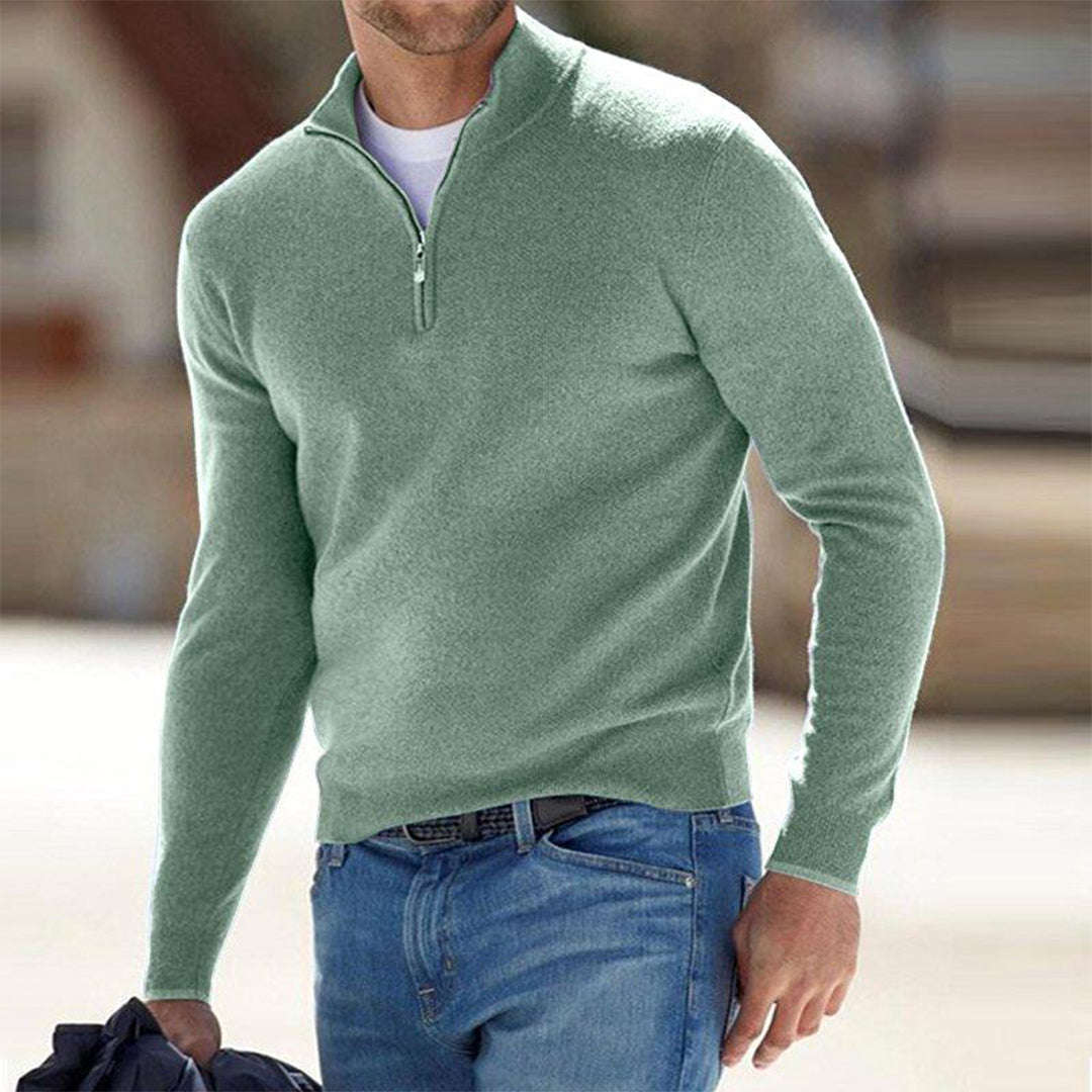 Mens Quarter Zip Knit Sweater Street-Wave Slim Fit
