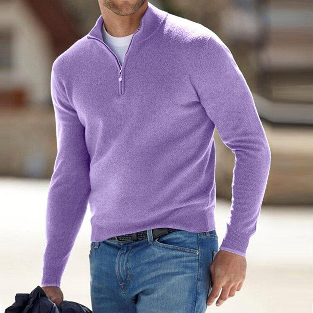 Mens Quarter Zip Knit Sweater Street-Wave Slim Fit