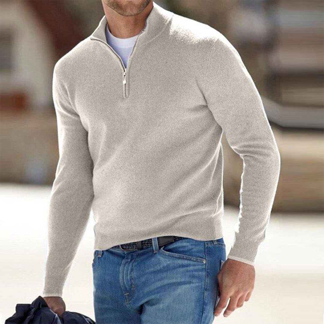 Street Wave Maverick Wool Half Zip Sweater Mock Neck For Men