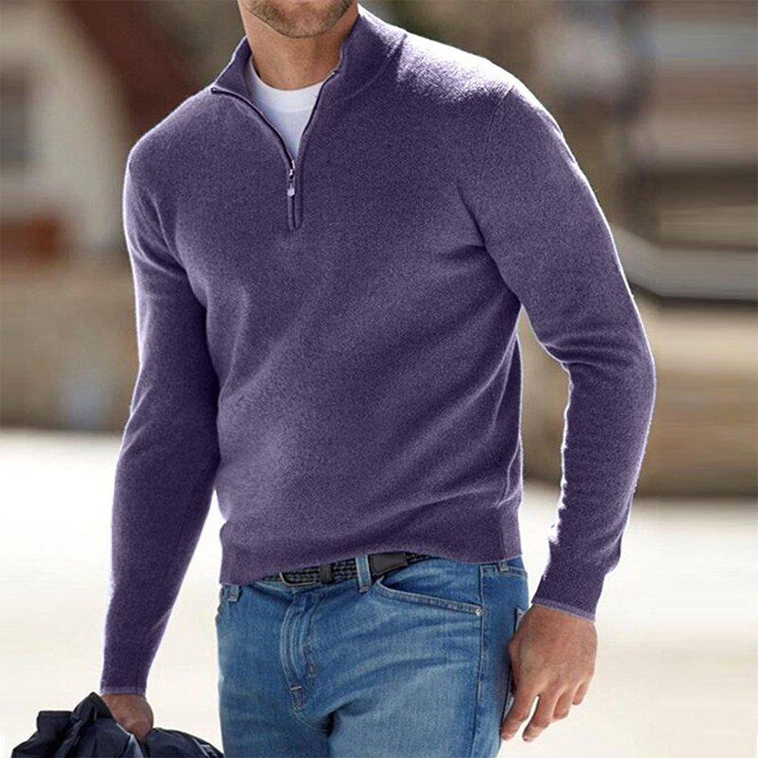 Street Wave Maverick Wool Half Zip Sweater Mock Neck For Men