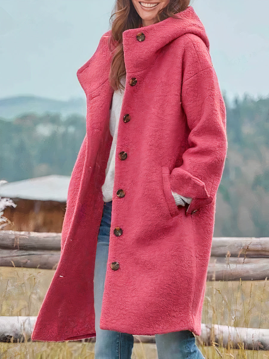 Street-wave Kuschelig Luna Green Wool Coat for Women, Cozy Chic Outdoor Outerwear