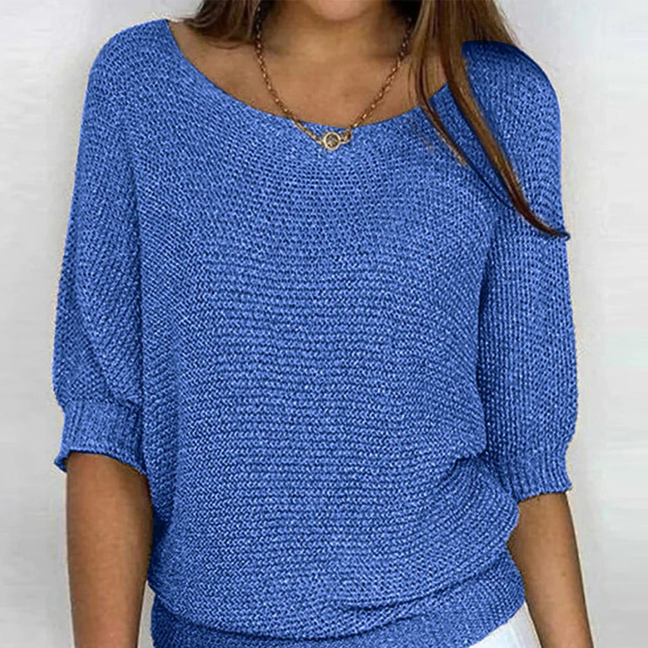 Street-Wave Women's Lightweight Knit Blouse With Textured Pattern For Casual Chic Everyday Wear