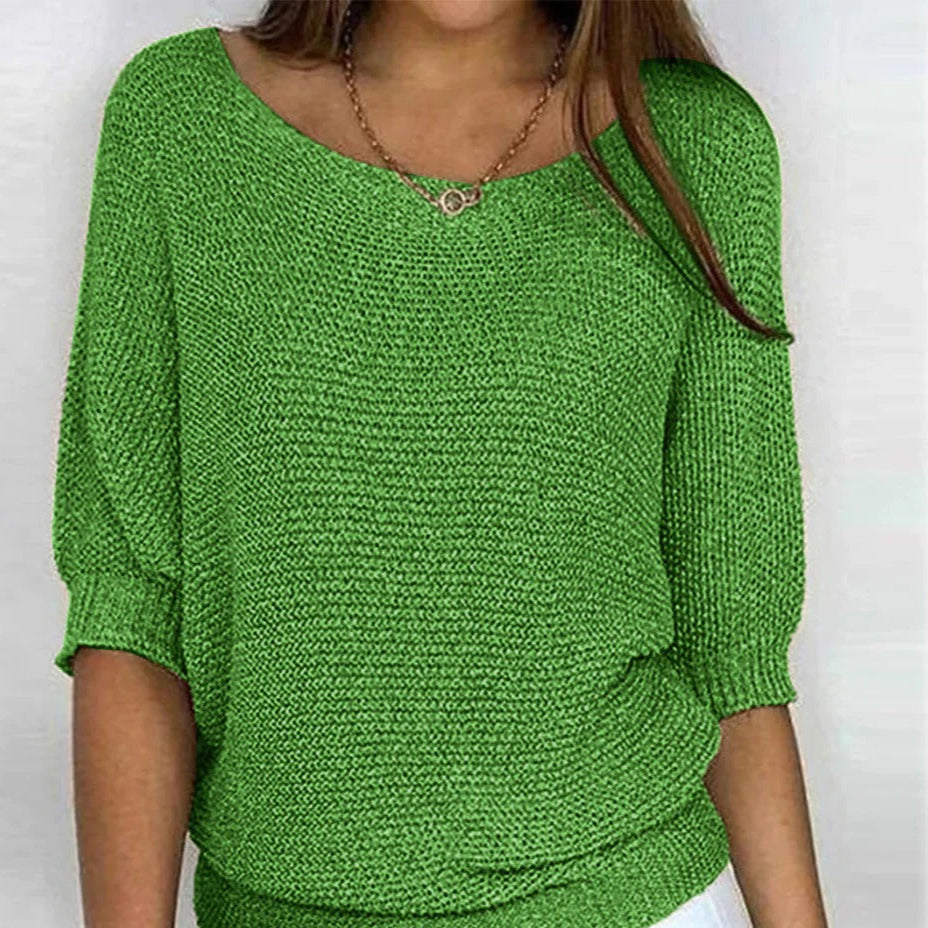 Street-Wave Women's Lightweight Knit Blouse With Textured Pattern For Casual Chic Everyday Wear