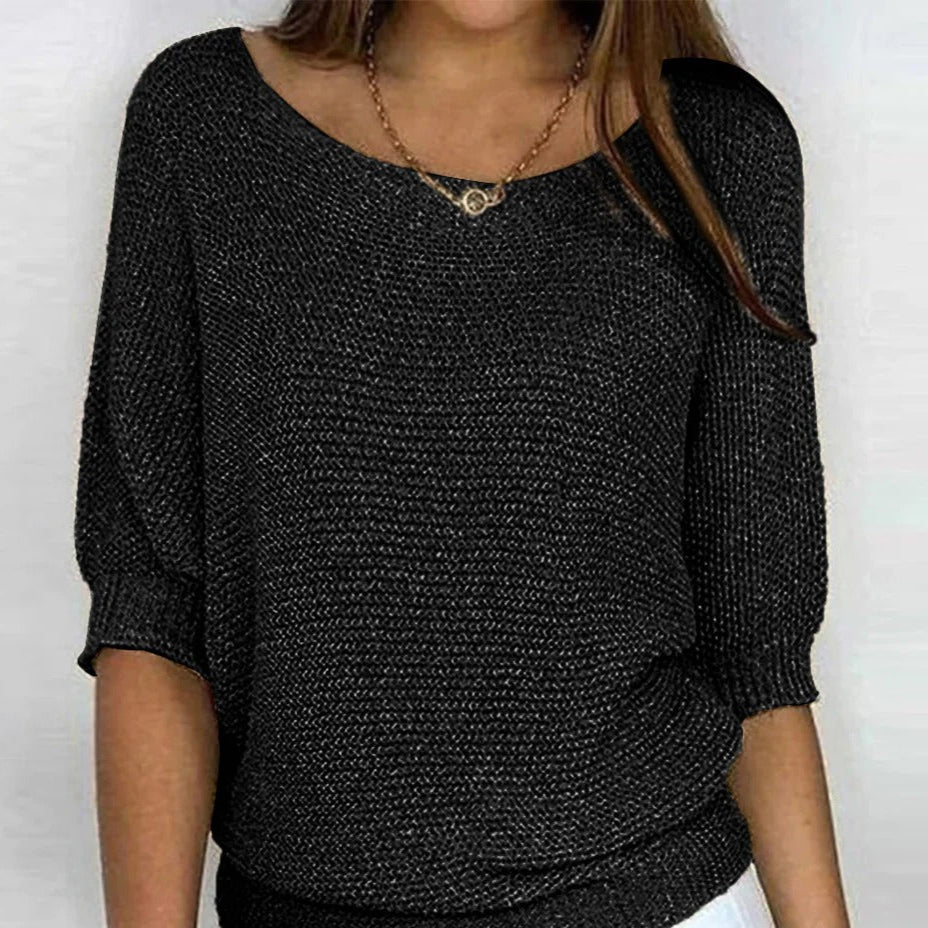 Street-Wave Women's Lightweight Knit Blouse With Textured Pattern For Casual Chic Everyday Wear