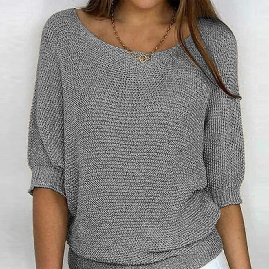 Street-Wave Women's Lightweight Knit Blouse With Textured Pattern For Casual Chic Everyday Wear