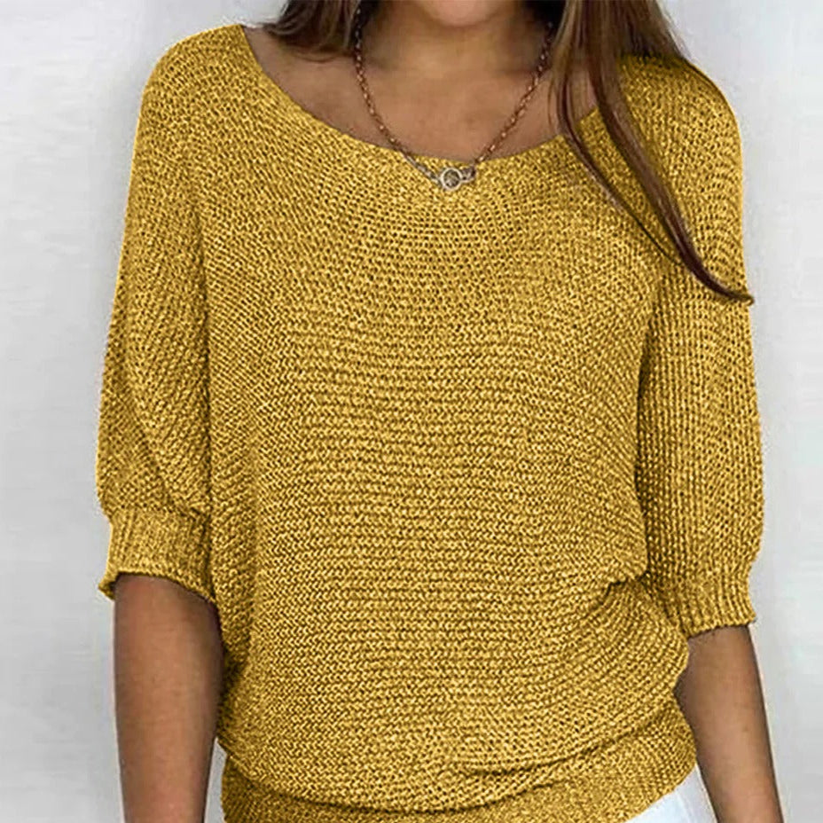 Street-Wave Women's Lightweight Knit Blouse With Textured Pattern For Casual Chic Everyday Wear