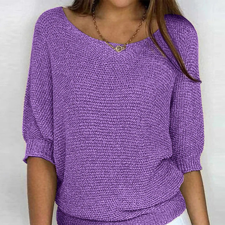 Street-Wave Women's Lightweight Knit Blouse With Textured Pattern For Casual Chic Everyday Wear